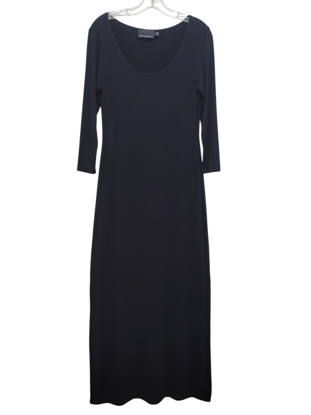 Cynthia Rowley Black 3/4 Sleeve Scoop Neck Long Dress Size S